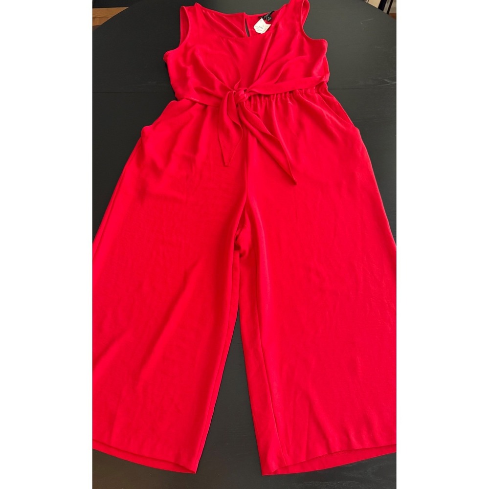 Connected Apparel Jumpsuit Womens Size 16 Red Sleeveless One-Piece Holiday Party - Picture 8 of 13
